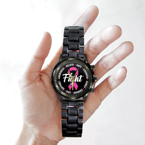 Breast Cancer Awareness Black Stainless Steel Watch YVT1230