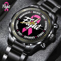 Breast Cancer Awareness Black Stainless Steel Watch YVT1230
