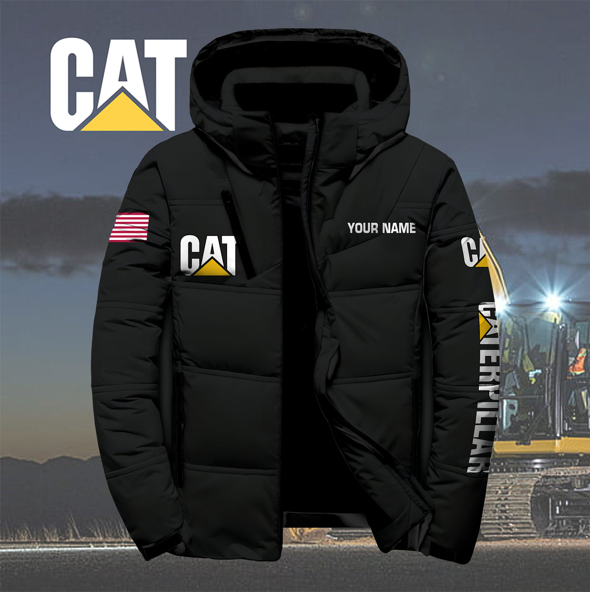 Personalized CAT Down Jacket with Zipper QUY5570