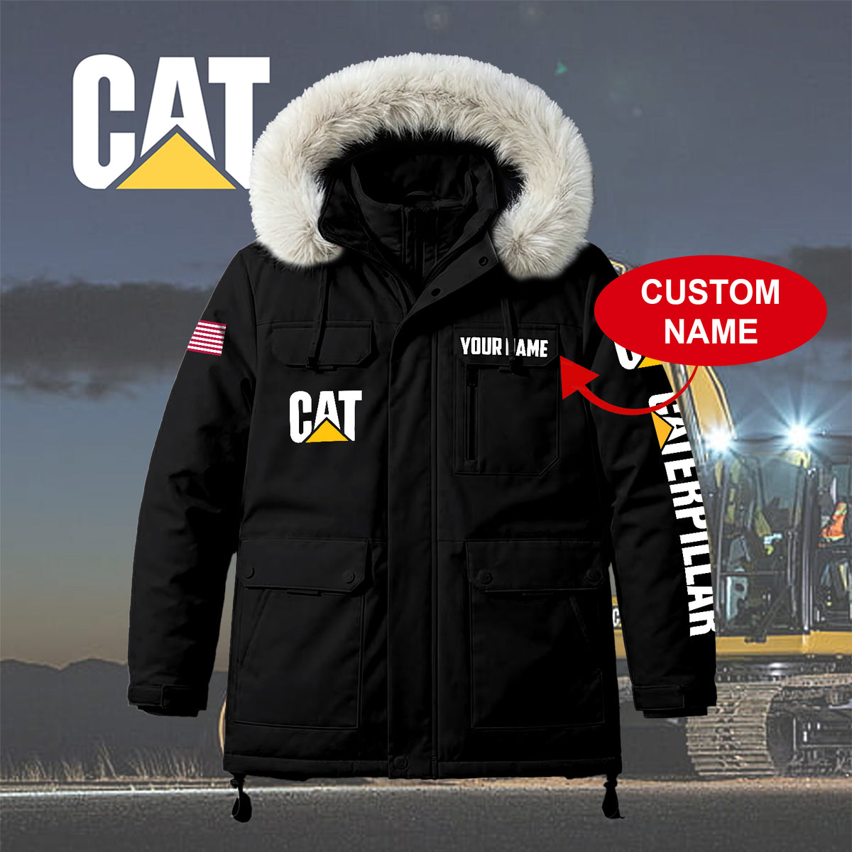 Personalized CAT Padded Winter Jacket QUY5608