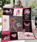 Breast Cancer Awareness Flower Butterfly Quilt Blanket THAOVTT550