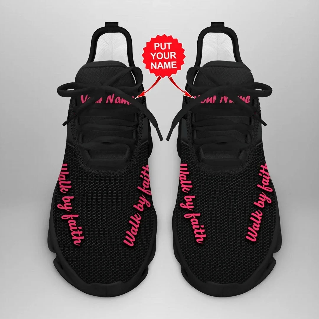 Custom Name Breast Cancer Awareness "Walk By Faith" Sneaker QUY2422