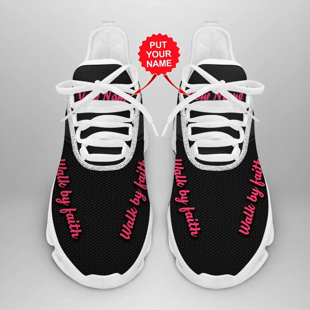 Custom Name Breast Cancer Awareness "Walk By Faith" Sneaker QUY2422