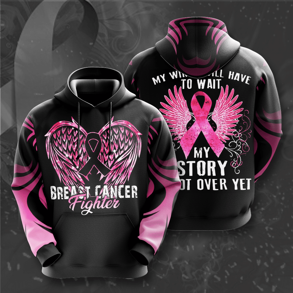 Breast Cancer Awareness 'My Wings Will Have To Wait My Story Is Not Over Yet' Hoodie & Leggings Set THAOVTT721