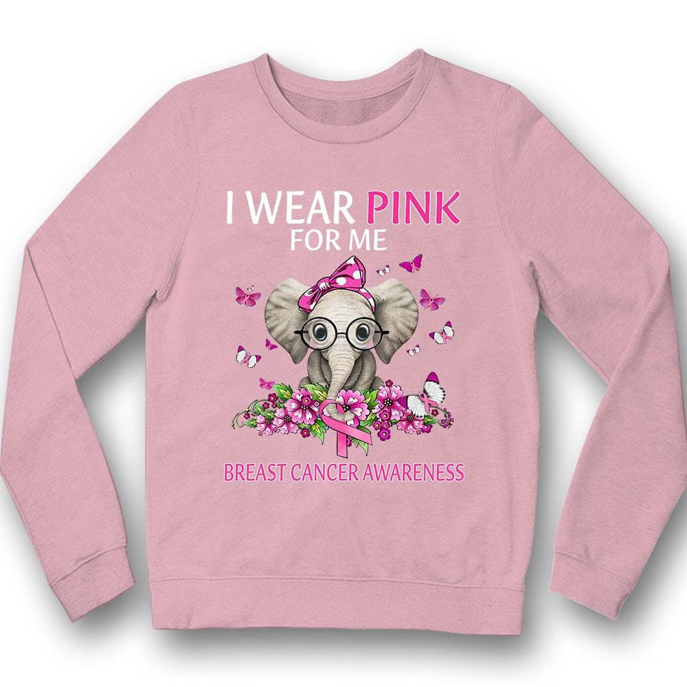 I Wear Pink For Me, Ribbon Elephant, Breast Cancer Survivor Awareness Shirt YVT0815
