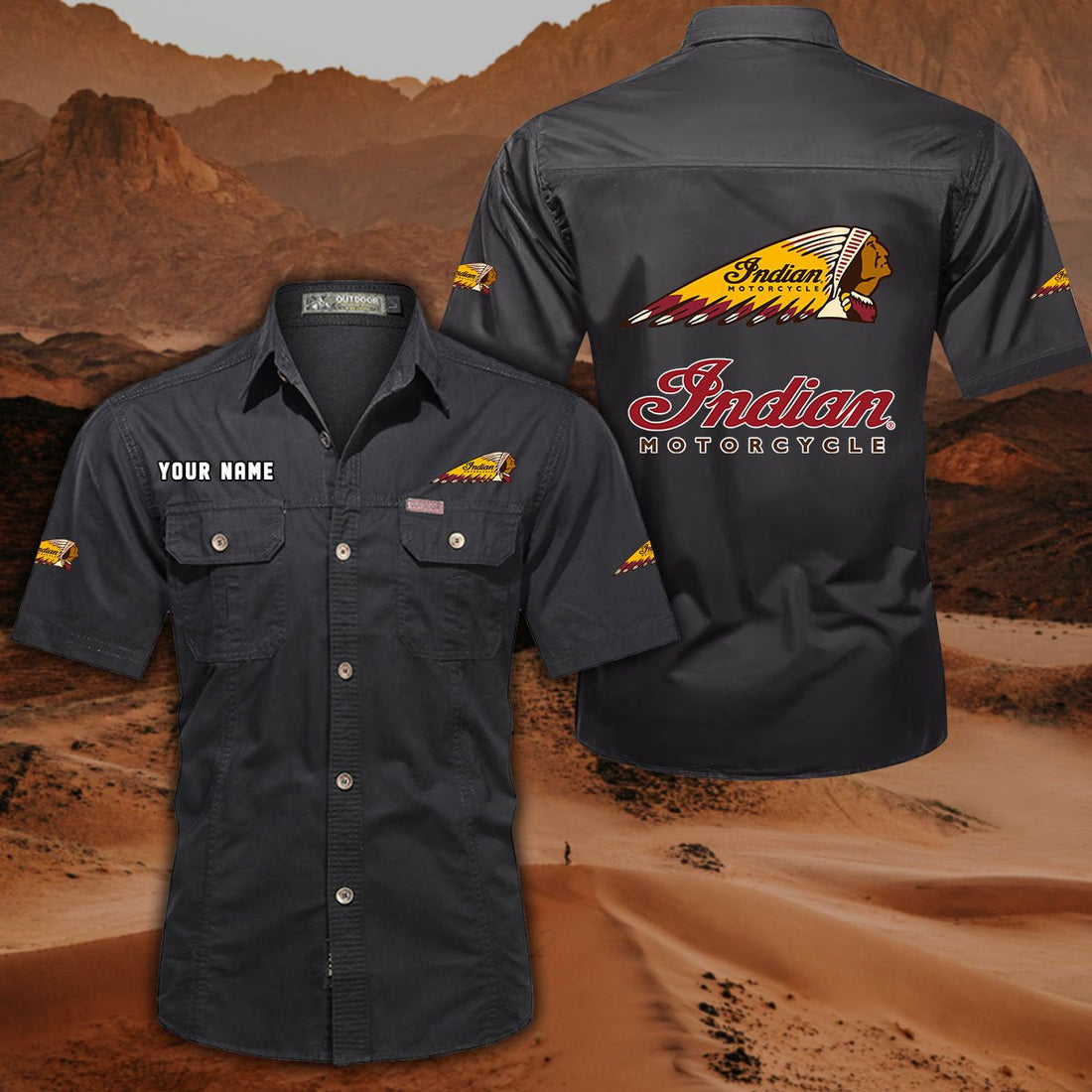 Indian Motorcycle DDQQB10047 Military Cargo Cotton Shirts