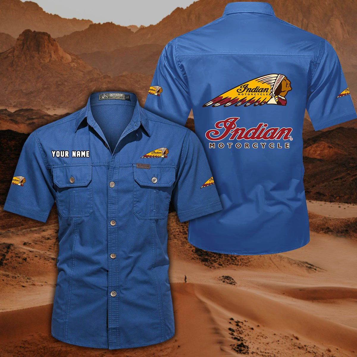 Indian Motorcycle DDQQB10047 Military Cargo Cotton Shirts