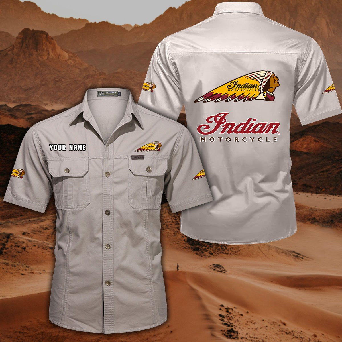 Indian Motorcycle DDQQB10047 Military Cargo Cotton Shirts