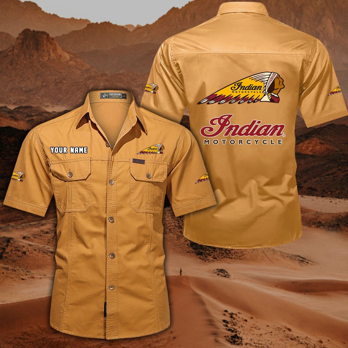 Indian Motorcycle DDQQB10047 Military Cargo Cotton Shirts