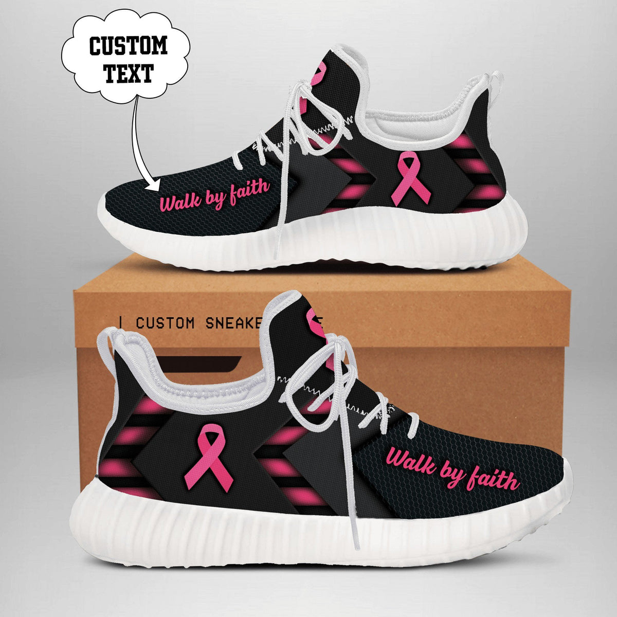 [LIMITED EDITION] Custom Breast Cancer Awareness "Walk By Faith" Reze Sneaker QUY475