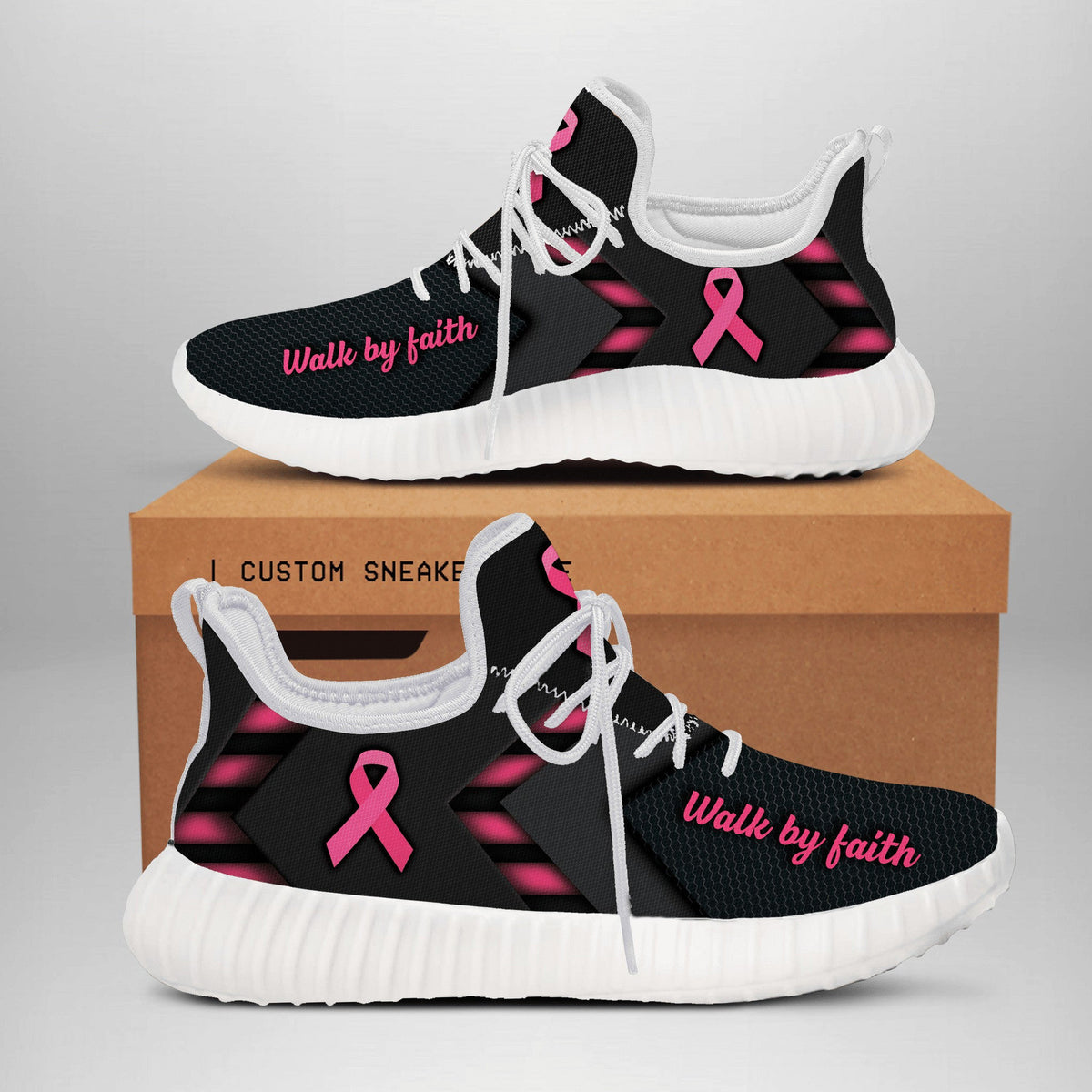 [LIMITED EDITION] Custom Breast Cancer Awareness "Walk By Faith" Reze Sneaker QUY475