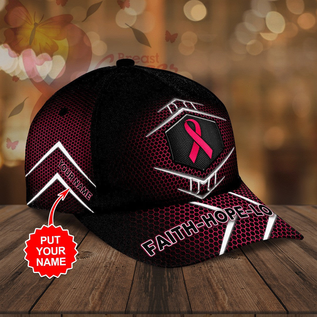 Personalized Breast Cancer Awareness "Faith Hope Love" Printed Hat _ TH3412