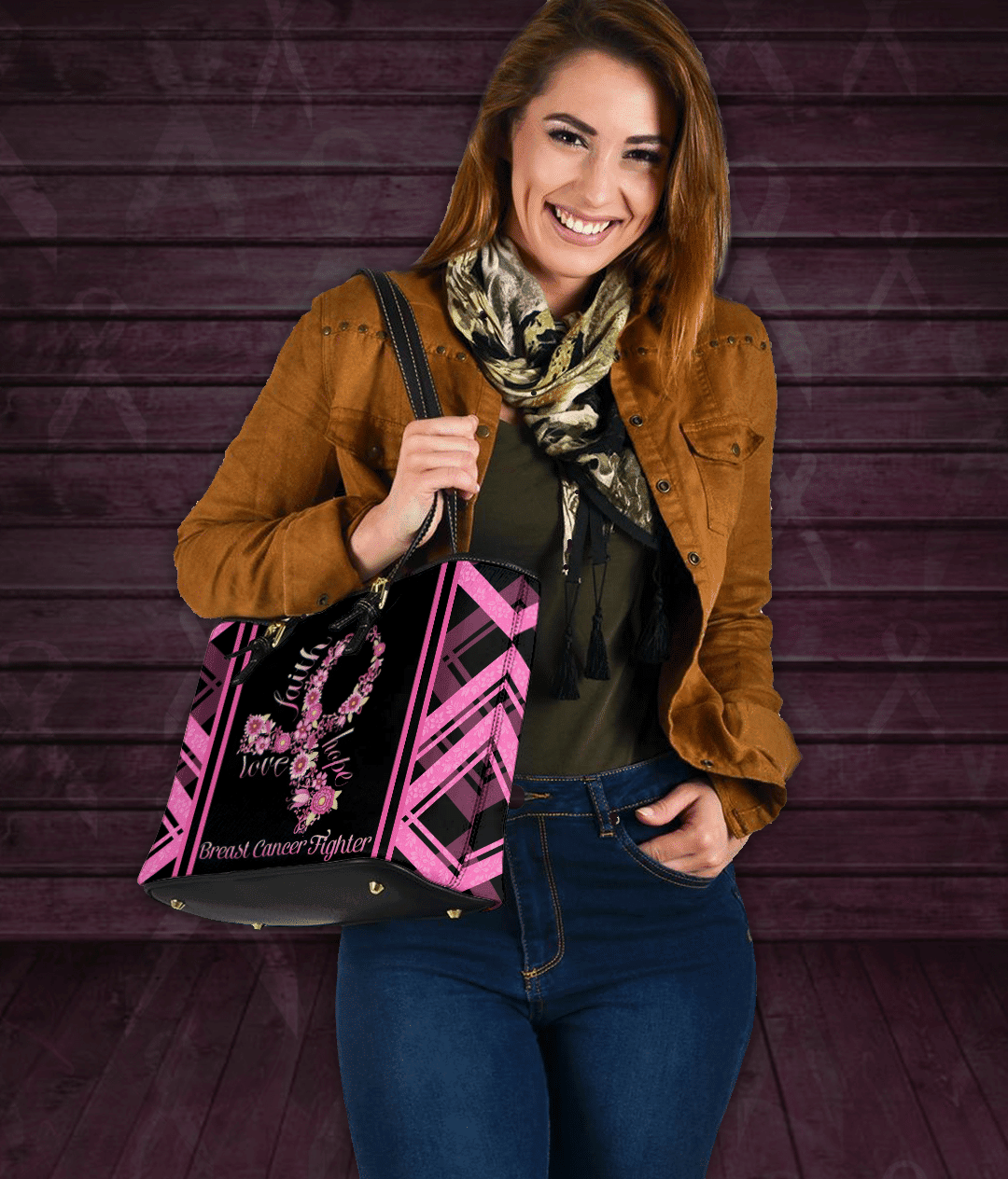 Breast Cancer Awareness Butterfly Leather Bag QUY4212