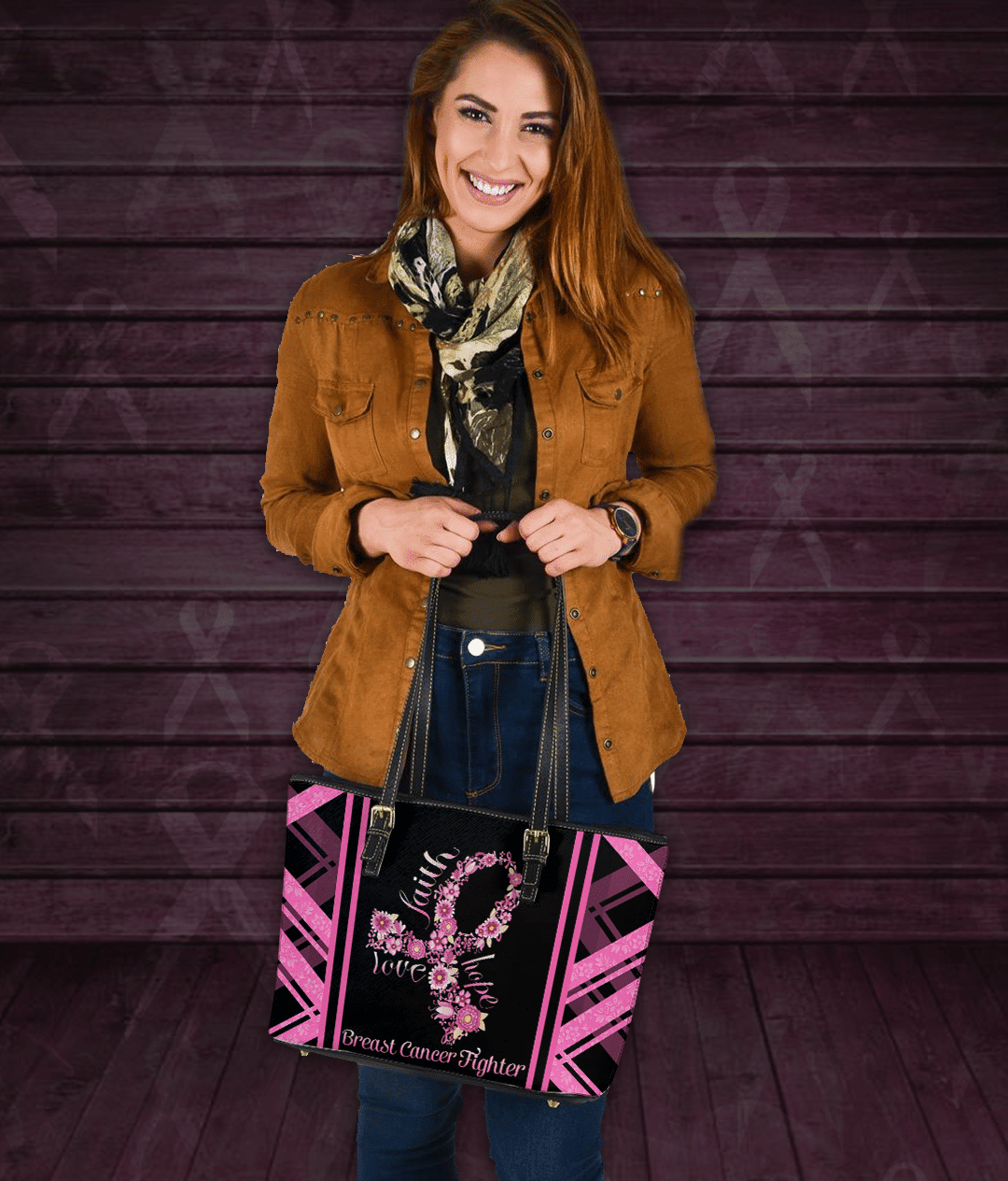 Breast Cancer Awareness Butterfly Leather Bag QUY4212