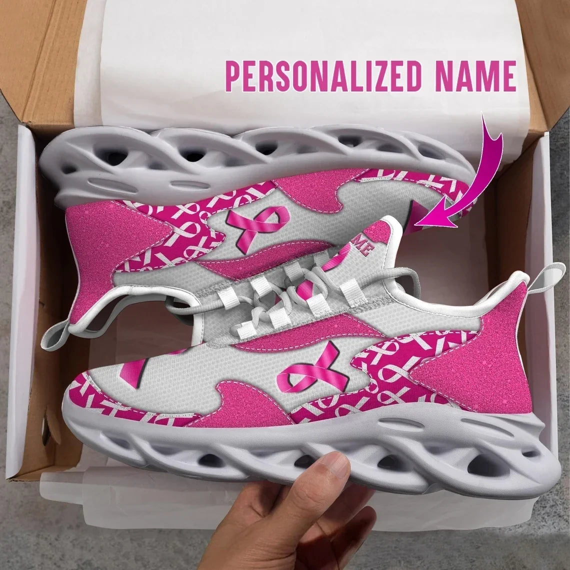 Personalized Name Breast Cancer Fighter Custom Sneakers