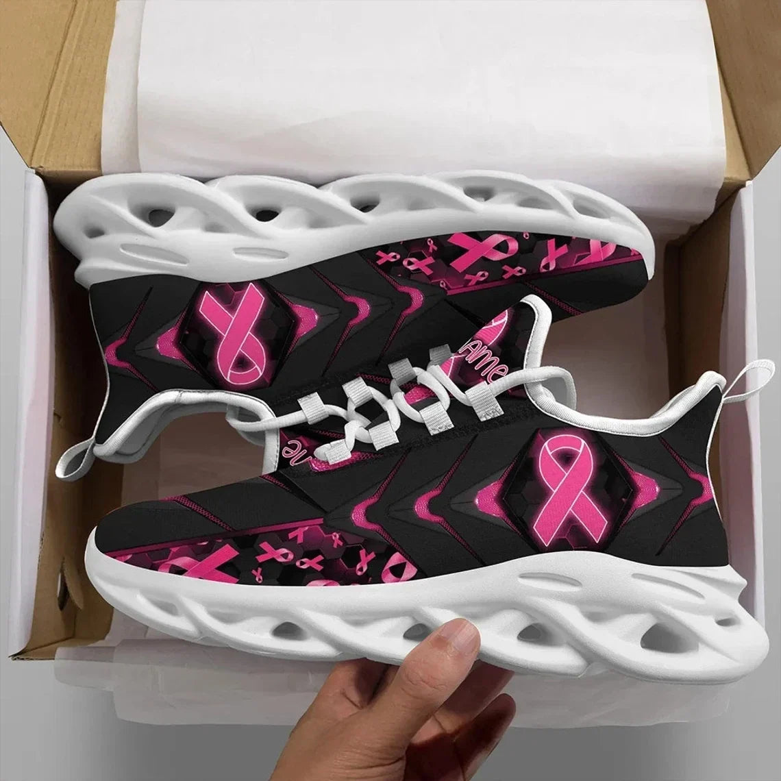 Personalized Name Breast Cancer Fighter Custom Sneakers