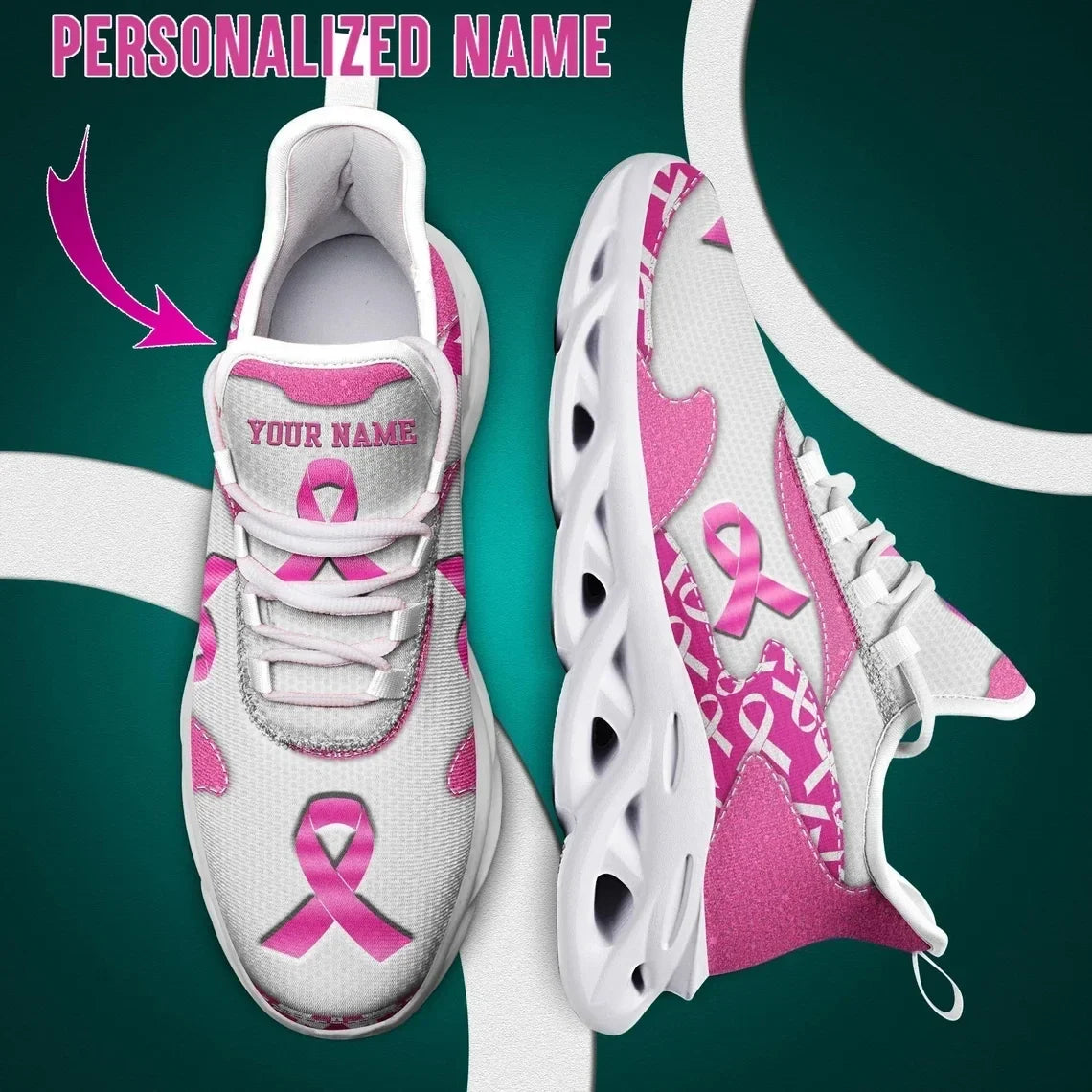 Personalized Name Breast Cancer Fighter Custom Sneakers